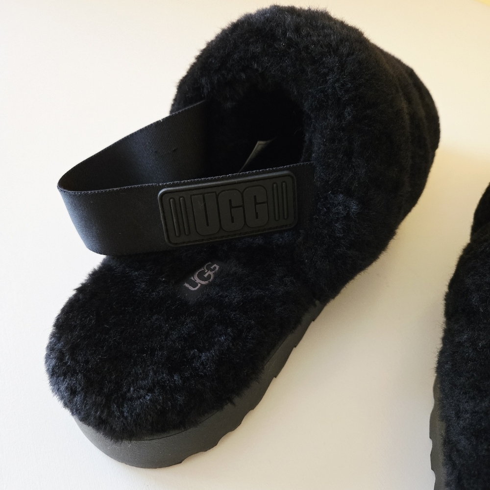 UGG SUPER FLUFF BLACK SLIDE SHEEPSKIN CLOSED TOE MULE SLIPPERS SIZE US 10 WOMEN - Picture 11 of 16